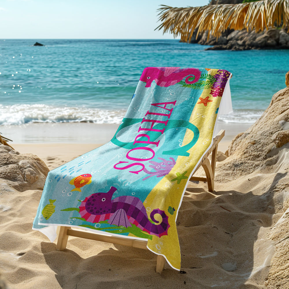 Personalisiertes Schönes Kinder-strandtuch Für Den Sommer, Unterwasserwelt-strandtuch - dephotoblanket