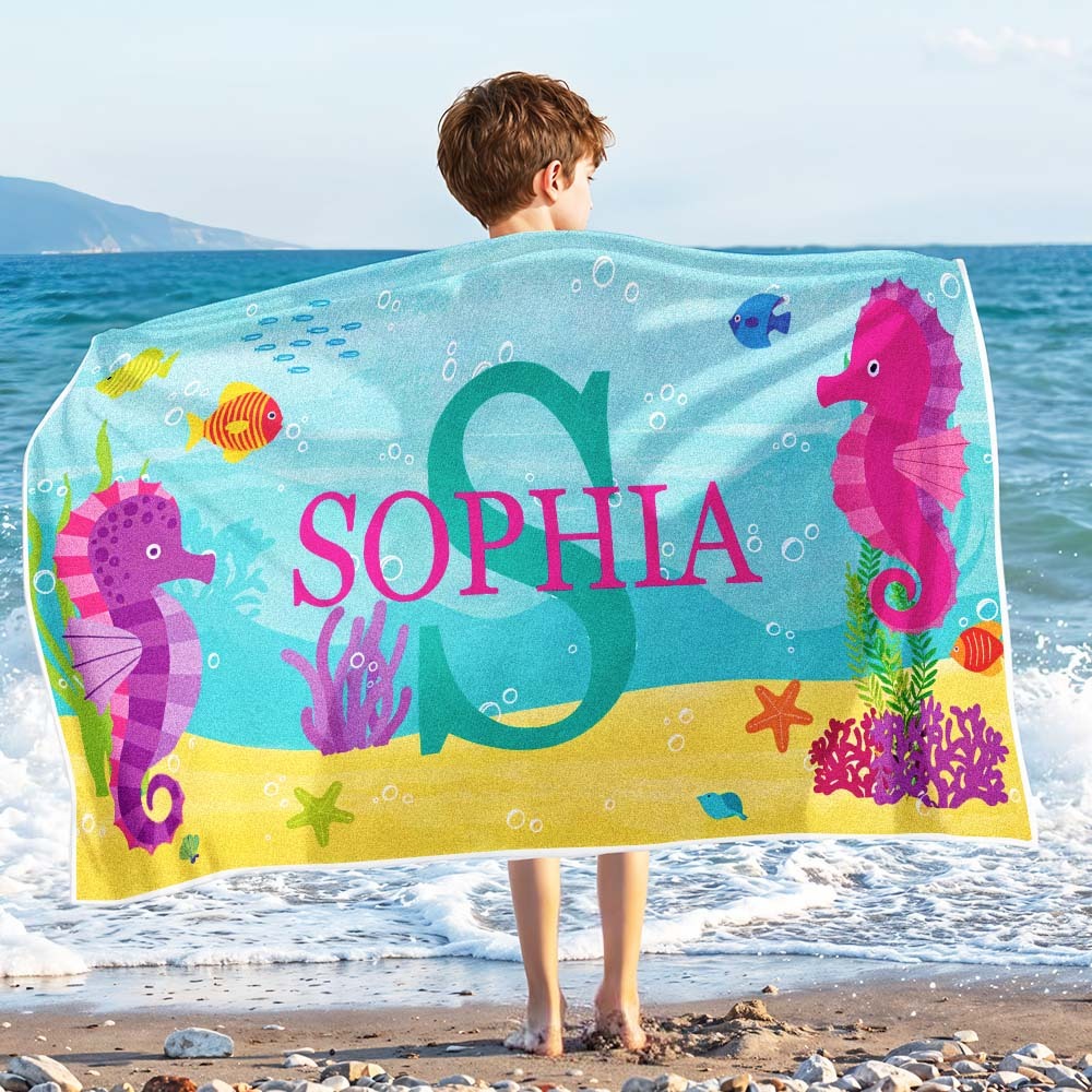 Personalisiertes Schönes Kinder-strandtuch Für Den Sommer, Unterwasserwelt-strandtuch - dephotoblanket