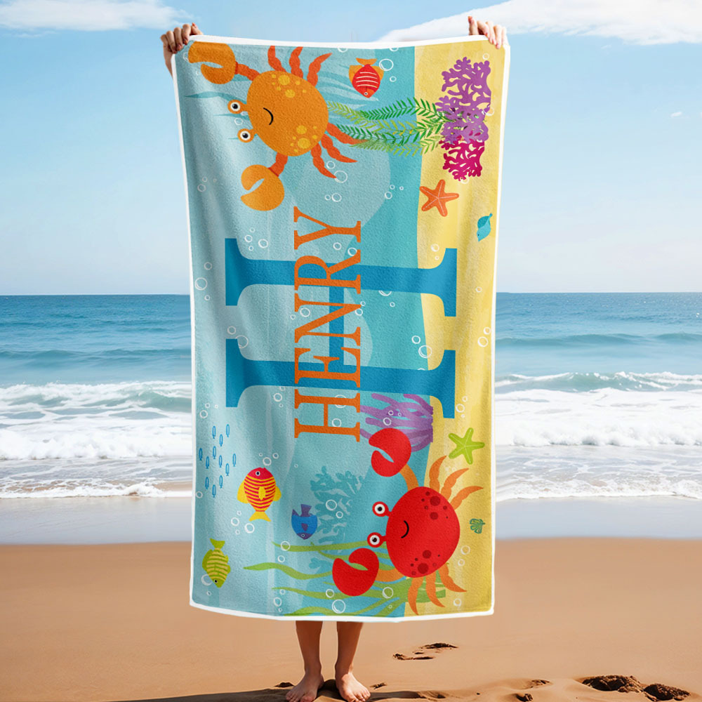 Personalisiertes Schönes Kinder-strandtuch Für Den Sommer, Unterwasserwelt-strandtuch - dephotoblanket