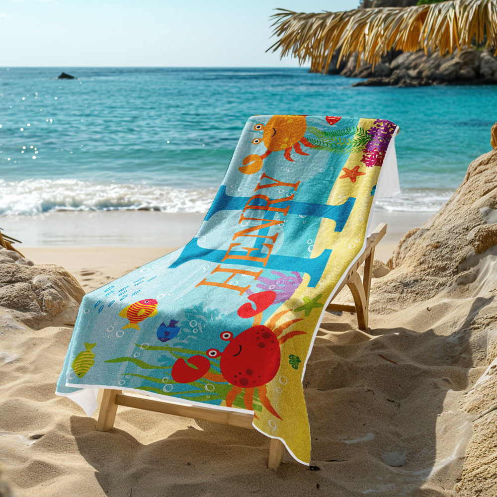 Personalisiertes Schönes Kinder-strandtuch Für Den Sommer, Unterwasserwelt-strandtuch - dephotoblanket