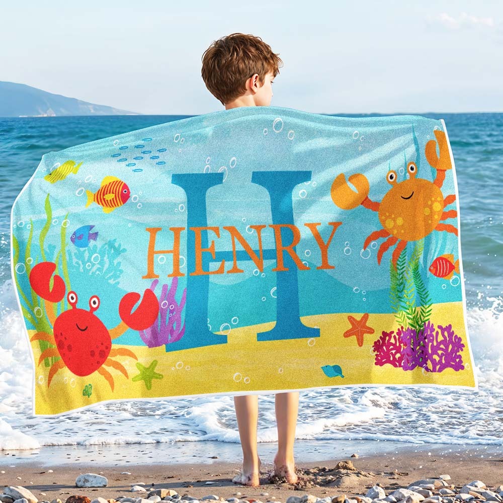 Personalisiertes Schönes Kinder-strandtuch Für Den Sommer, Unterwasserwelt-strandtuch - dephotoblanket