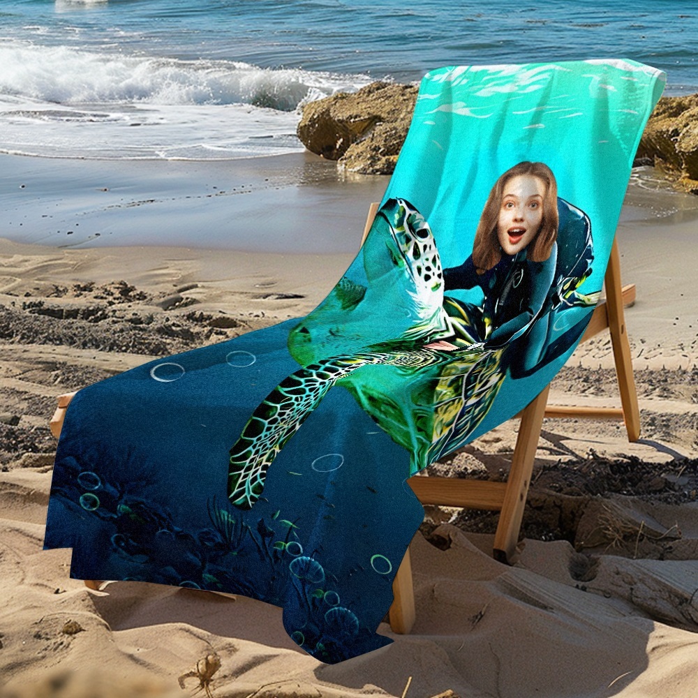 Strandtuch Mit Individuellem Foto Und Gesicht, Personalisierbar, Hai, Bestes Geschenk Für Kinder - dephotoblanket
