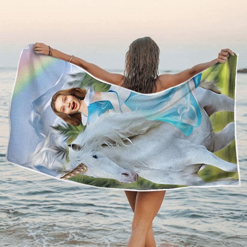 Strandtuch Mit Individuellem Foto Und Gesicht, Personalisierbar, Hai, Bestes Geschenk Für Kinder - dephotoblanket