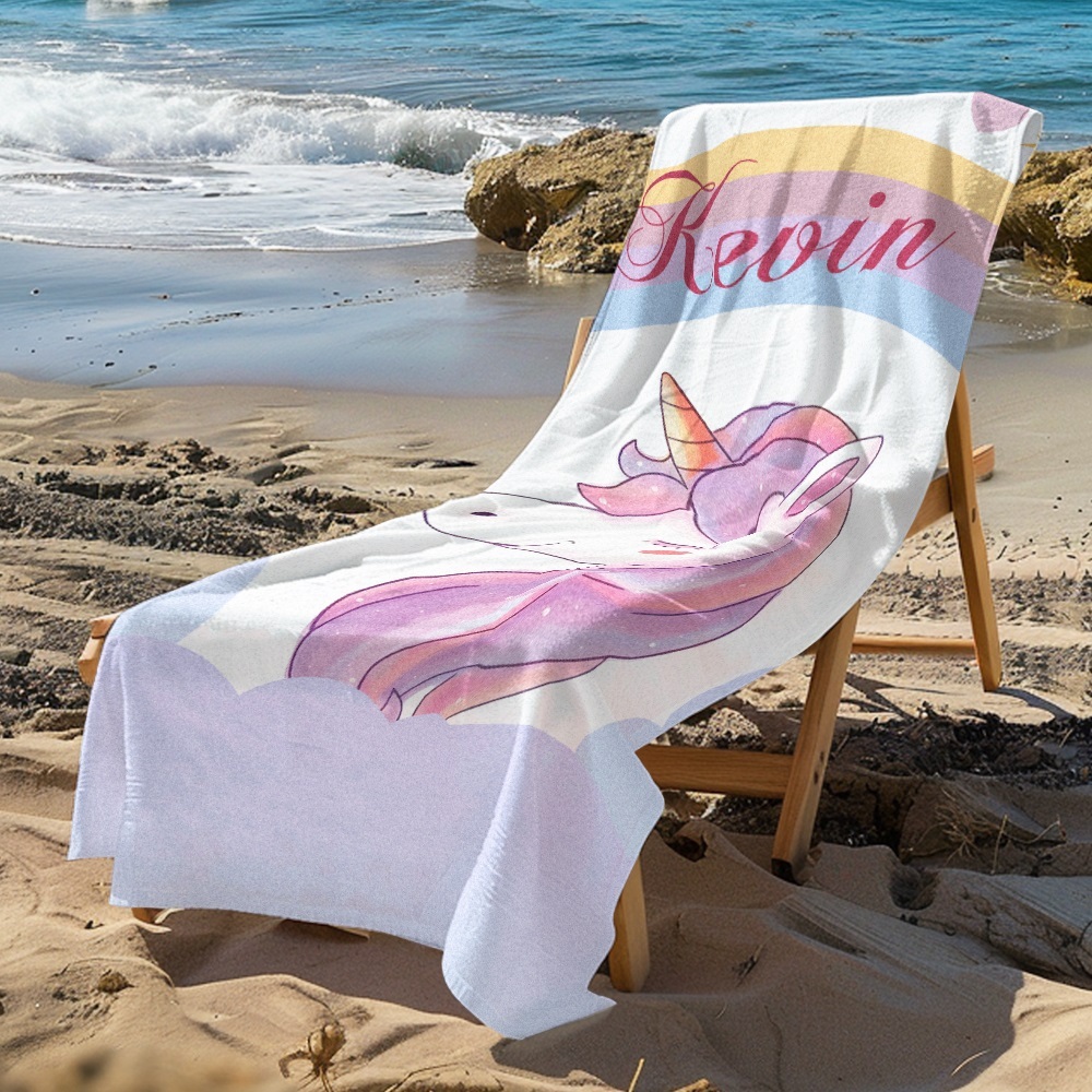 Benutzerdefinierte Personalisierte Strandtuch Cartoon Einhorn Geschenk Für Kind - dephotoblanket