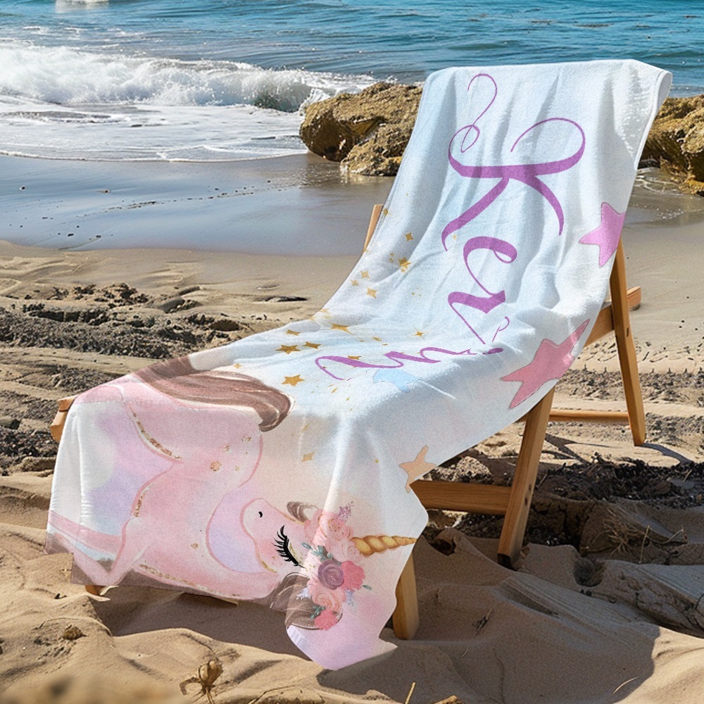 Benutzerdefinierte Personalisierte Strandtuch Cartoon Einhorn Geschenk Für Kind - dephotoblanket