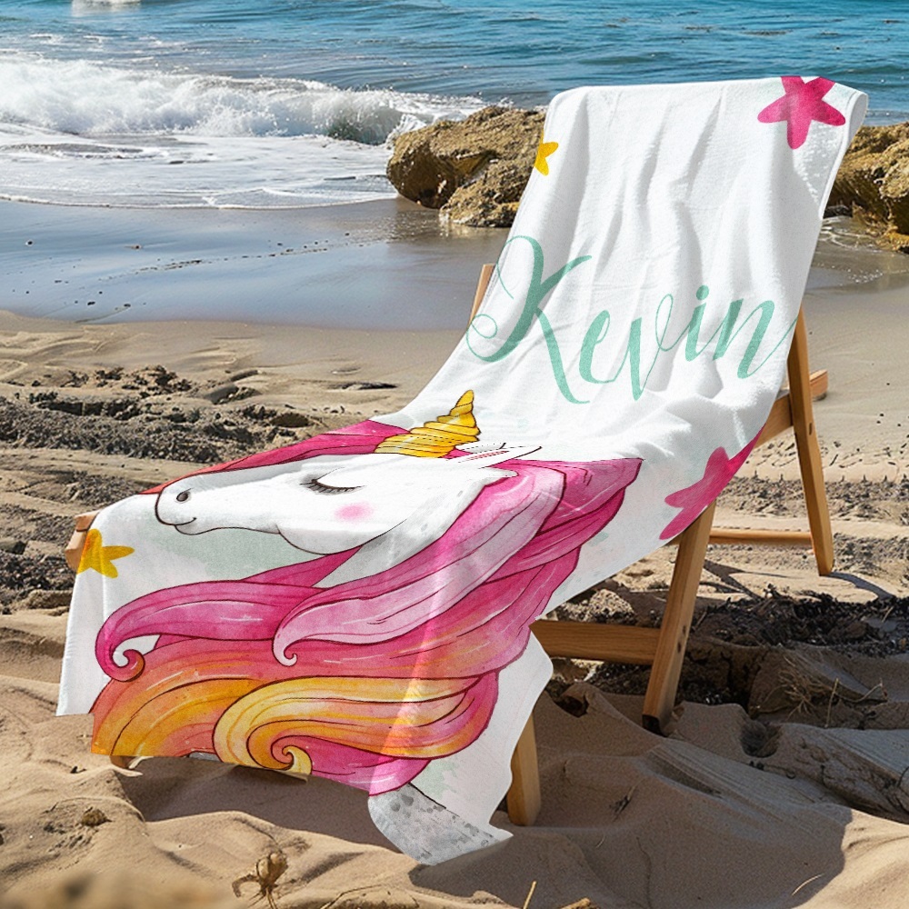 Benutzerdefinierte Personalisierte Strandtuch Cartoon Einhorn Geschenk Für Kind - dephotoblanket