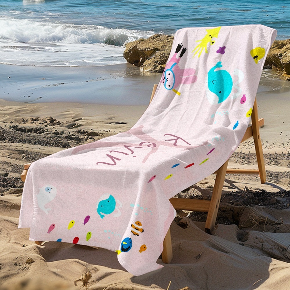 Personalisiertes Strandtuch, Unterwasserwelt, Cartoon-tiere, Geschenk Für Kinder - dephotoblanket