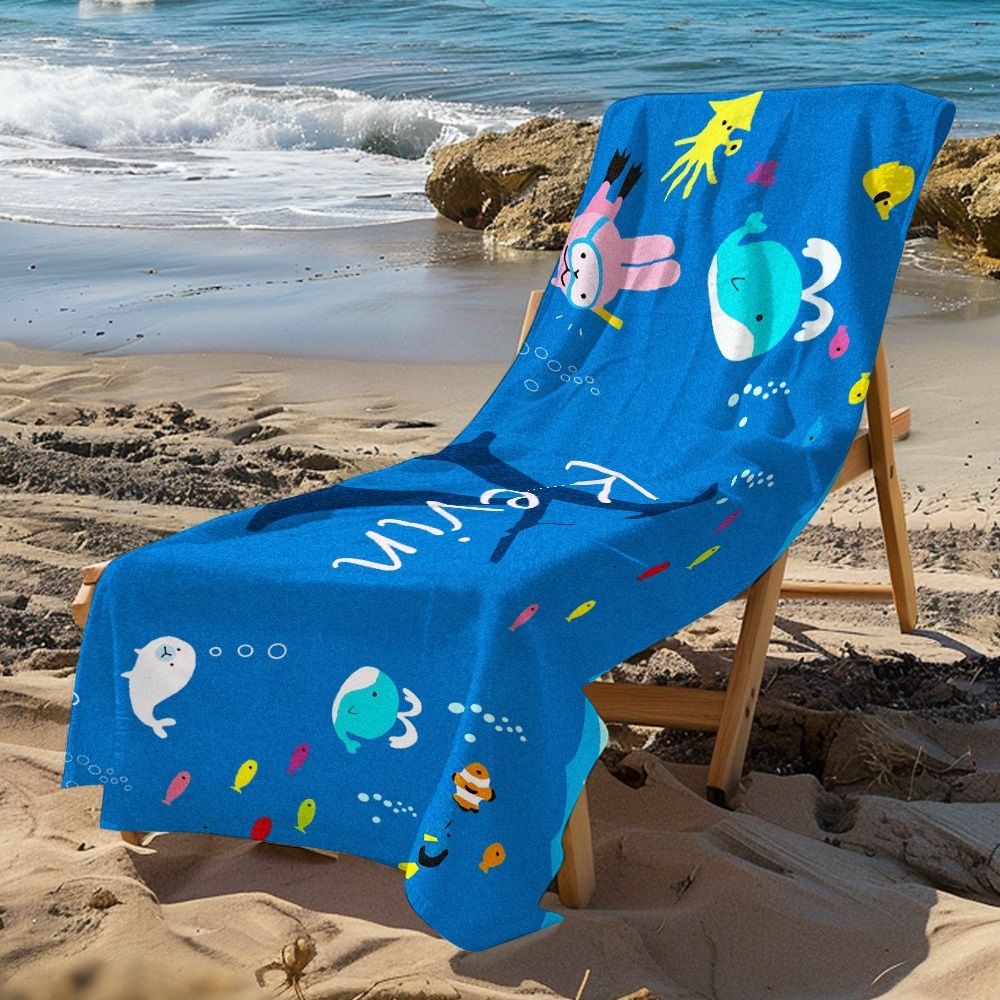 Personalisiertes Strandtuch, Unterwasserwelt, Cartoon-tiere, Geschenk Für Kinder - dephotoblanket