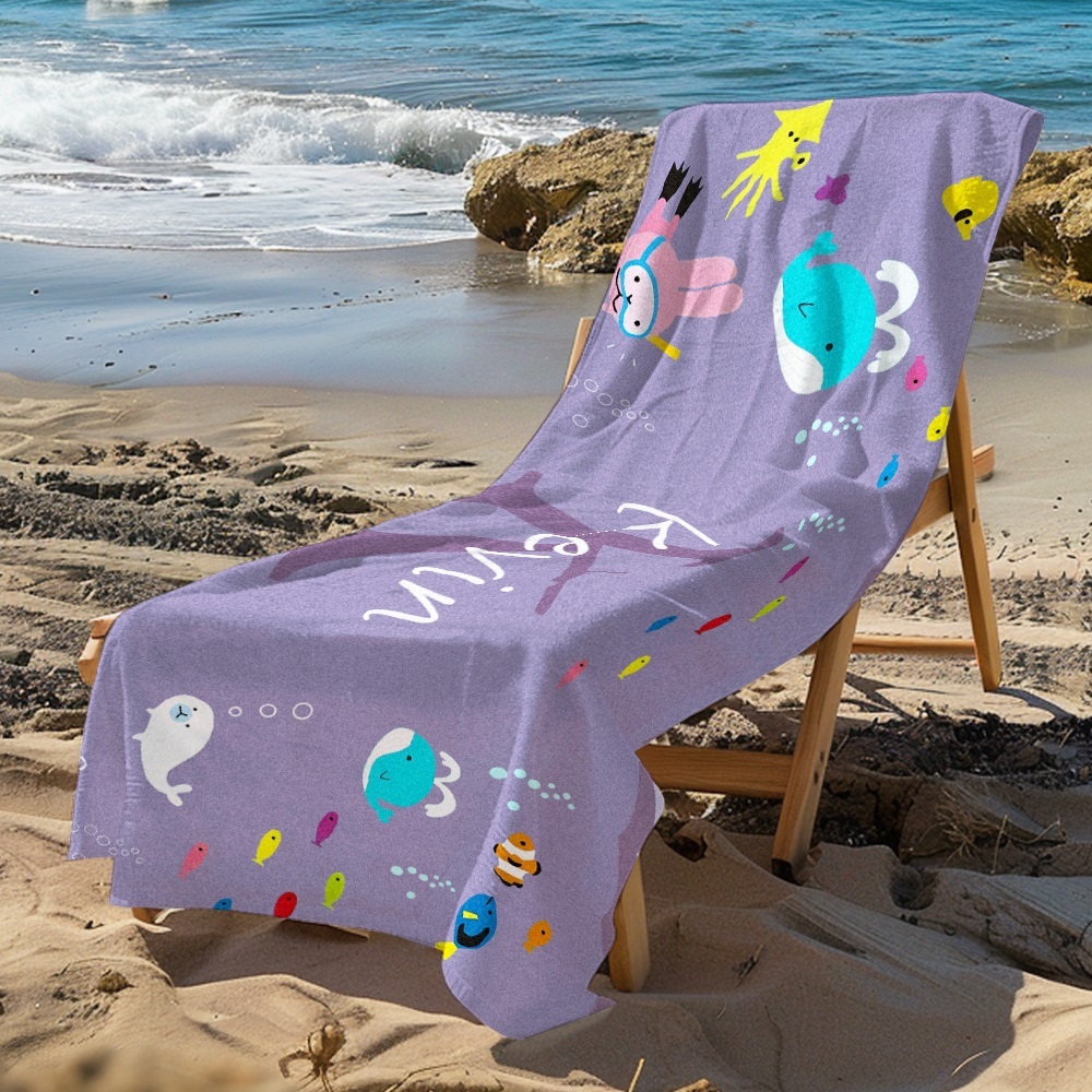 Personalisiertes Strandtuch, Unterwasserwelt, Cartoon-tiere, Geschenk Für Kinder - dephotoblanket