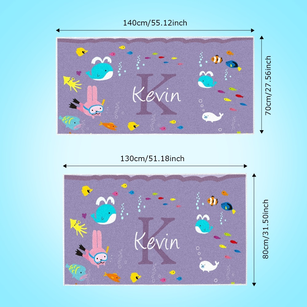 Personalisiertes Strandtuch, Unterwasserwelt, Cartoon-tiere, Geschenk Für Kinder - dephotoblanket