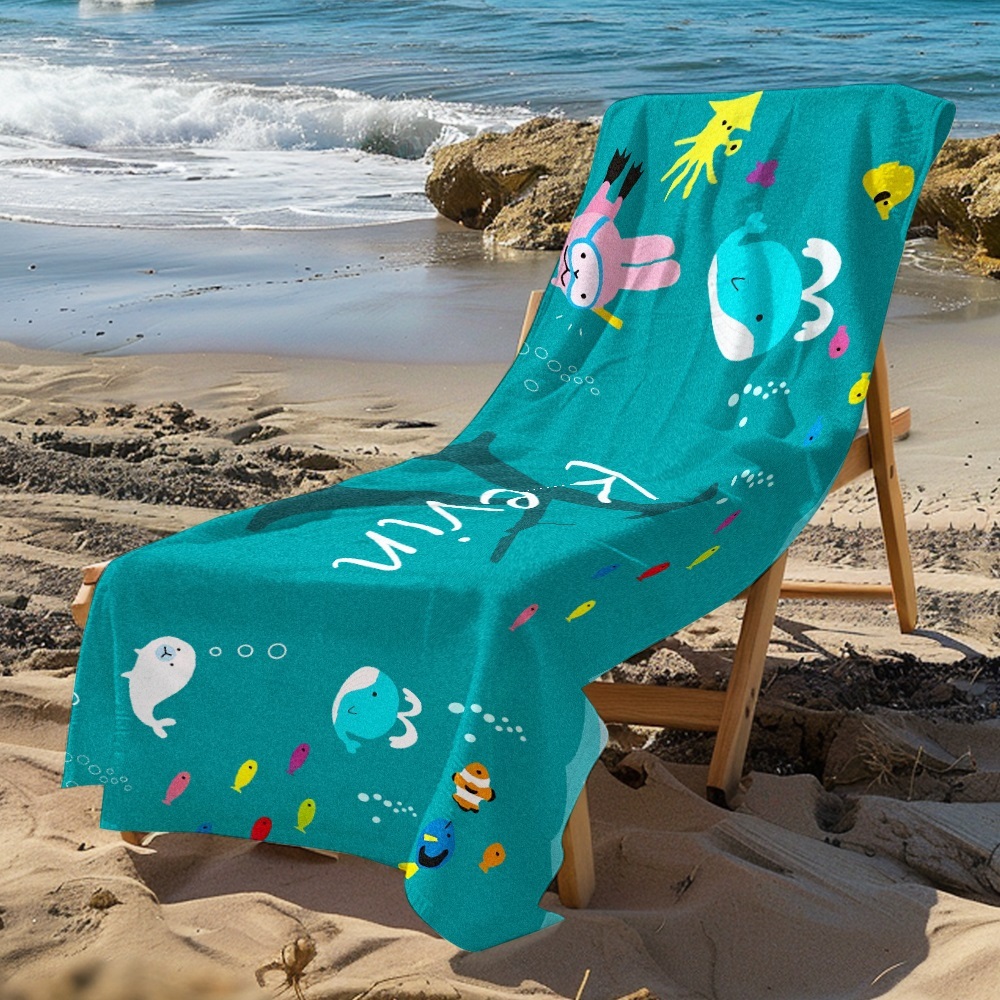 Personalisiertes Strandtuch, Unterwasserwelt, Cartoon-tiere, Geschenk Für Kinder - dephotoblanket