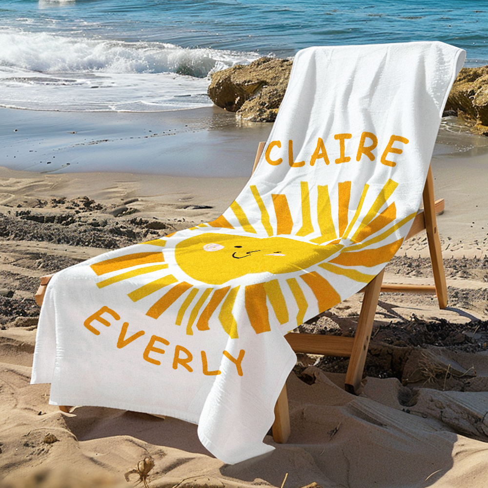 Personalisiertes Sunny Beach Handtuch, Strandgeschenk Für Kinder - dephotoblanket