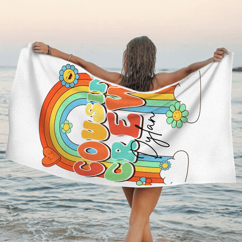Benutzerdefiniertes Strandtuch Mit Namen, Personalisiertes Cousin-crew-strandtuch, Perfektes Familienparty-geschenk - dephotoblanket