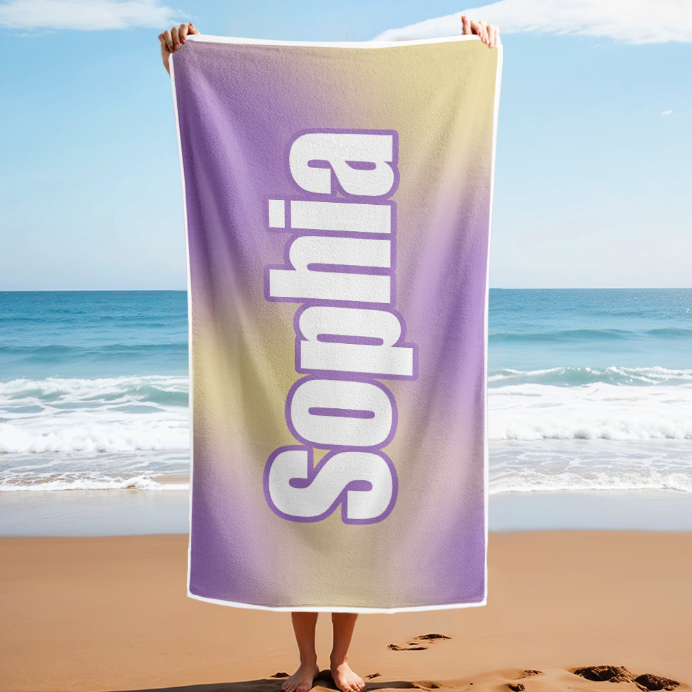 Benutzerdefiniertes Strandtuch Ombre Benutzerdefinierter Name Strandtuch Personalisiertes Geschenkhandtuch - dephotoblanket