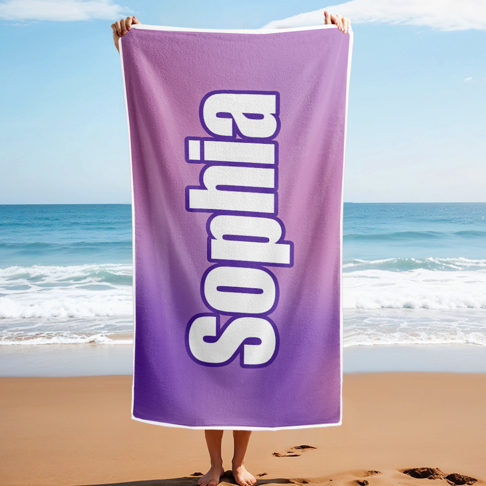 Benutzerdefiniertes Strandtuch Ombre Benutzerdefinierter Name Strandtuch Personalisiertes Geschenkhandtuch - dephotoblanket