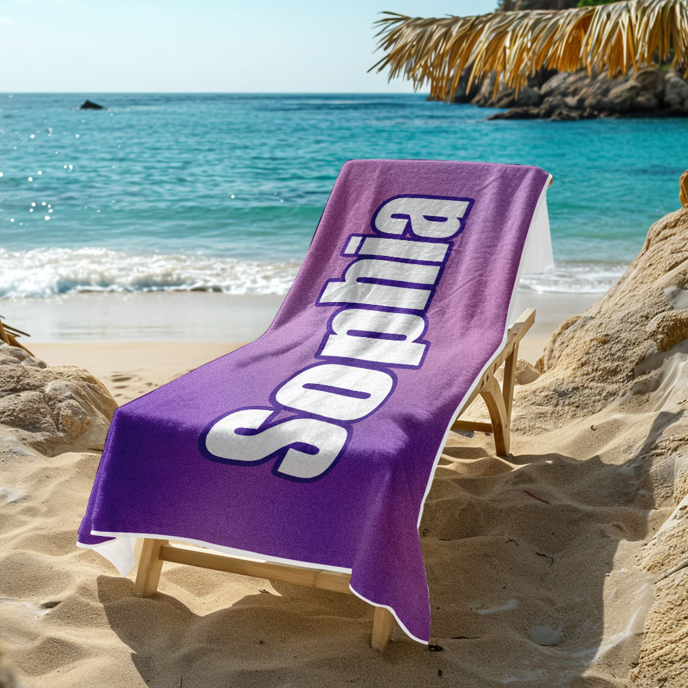 Benutzerdefiniertes Strandtuch Ombre Benutzerdefinierter Name Strandtuch Personalisiertes Geschenkhandtuch - dephotoblanket
