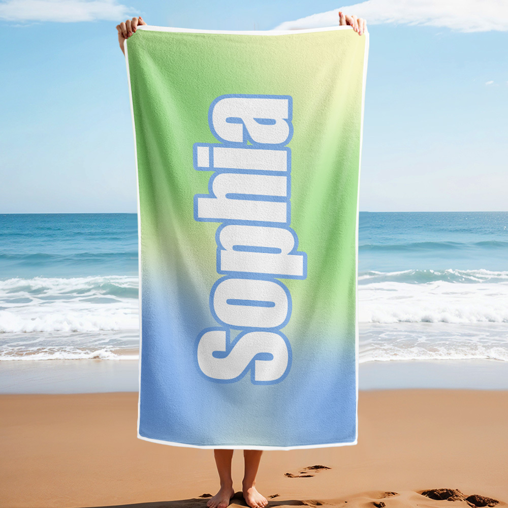 Benutzerdefiniertes Strandtuch Ombre Benutzerdefinierter Name Strandtuch Personalisiertes Geschenkhandtuch - dephotoblanket