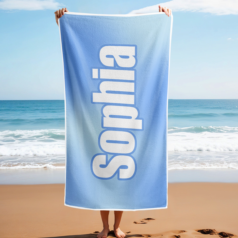 Benutzerdefiniertes Strandtuch Ombre Benutzerdefinierter Name Strandtuch Personalisiertes Geschenkhandtuch - dephotoblanket