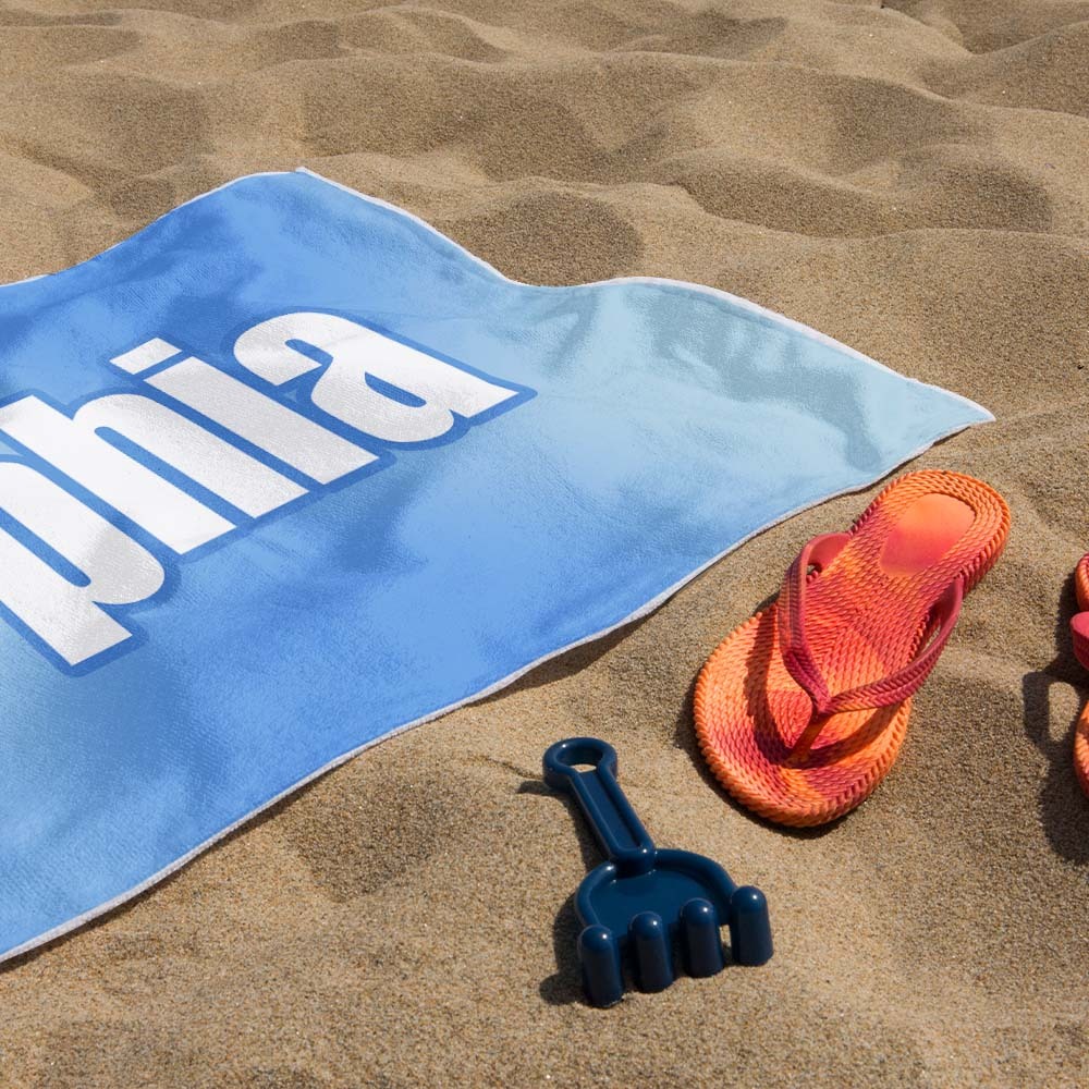 Benutzerdefiniertes Strandtuch Ombre Benutzerdefinierter Name Strandtuch Personalisiertes Geschenkhandtuch - dephotoblanket