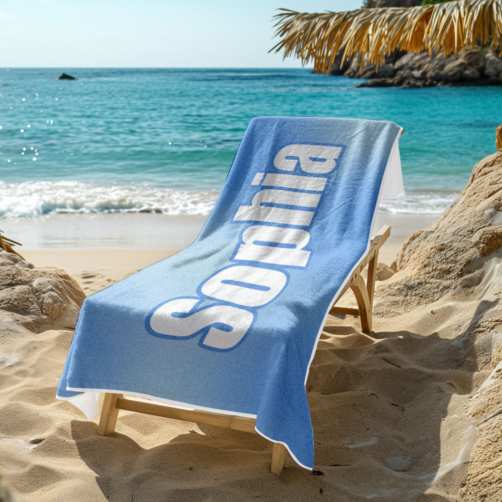 Benutzerdefiniertes Strandtuch Ombre Benutzerdefinierter Name Strandtuch Personalisiertes Geschenkhandtuch - dephotoblanket