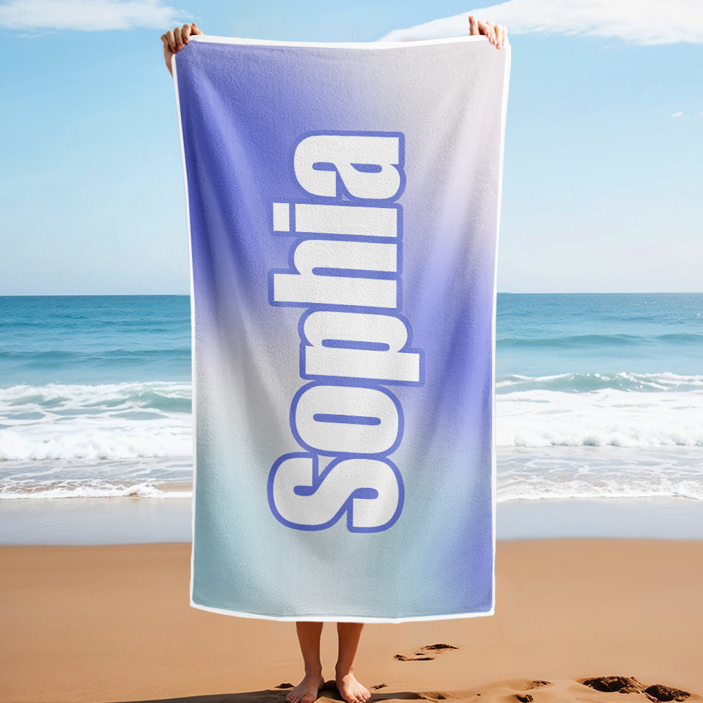 Benutzerdefiniertes Strandtuch Ombre Benutzerdefinierter Name Strandtuch Personalisiertes Geschenkhandtuch - dephotoblanket