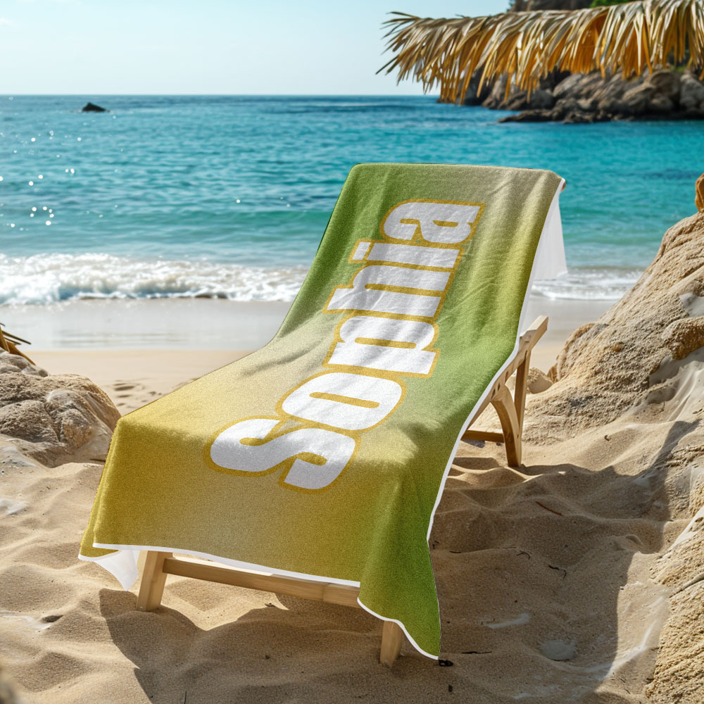 Benutzerdefiniertes Strandtuch Ombre Benutzerdefinierter Name Strandtuch Personalisiertes Geschenkhandtuch - dephotoblanket