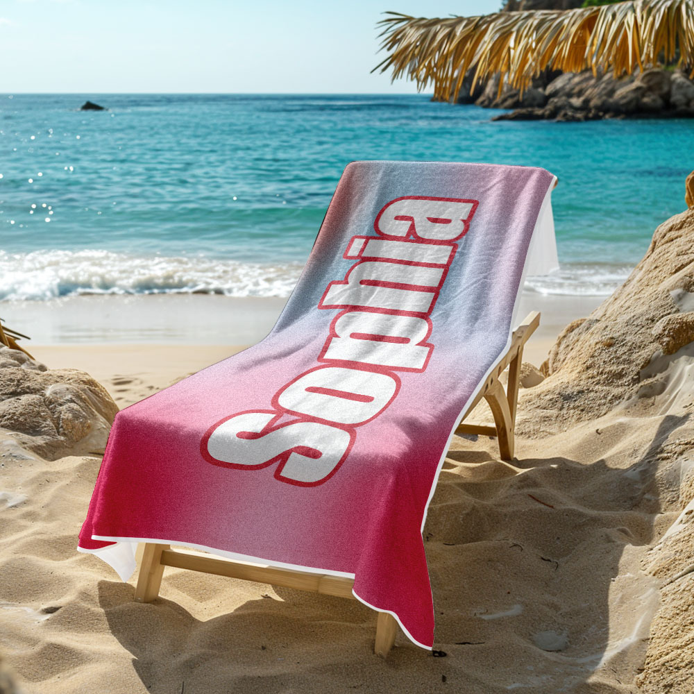 Benutzerdefiniertes Strandtuch Ombre Benutzerdefinierter Name Strandtuch Personalisiertes Geschenkhandtuch - dephotoblanket