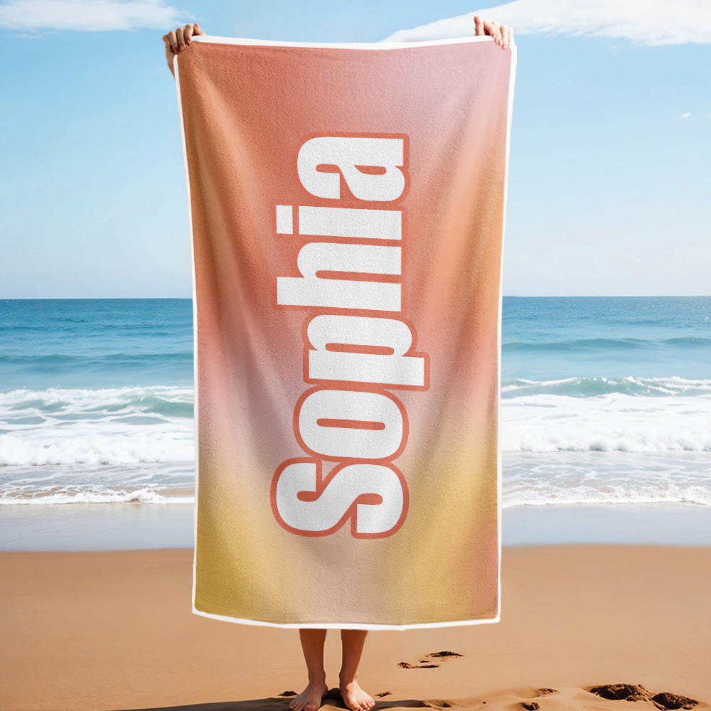 Benutzerdefiniertes Strandtuch Ombre Benutzerdefinierter Name Strandtuch Personalisiertes Geschenkhandtuch - dephotoblanket