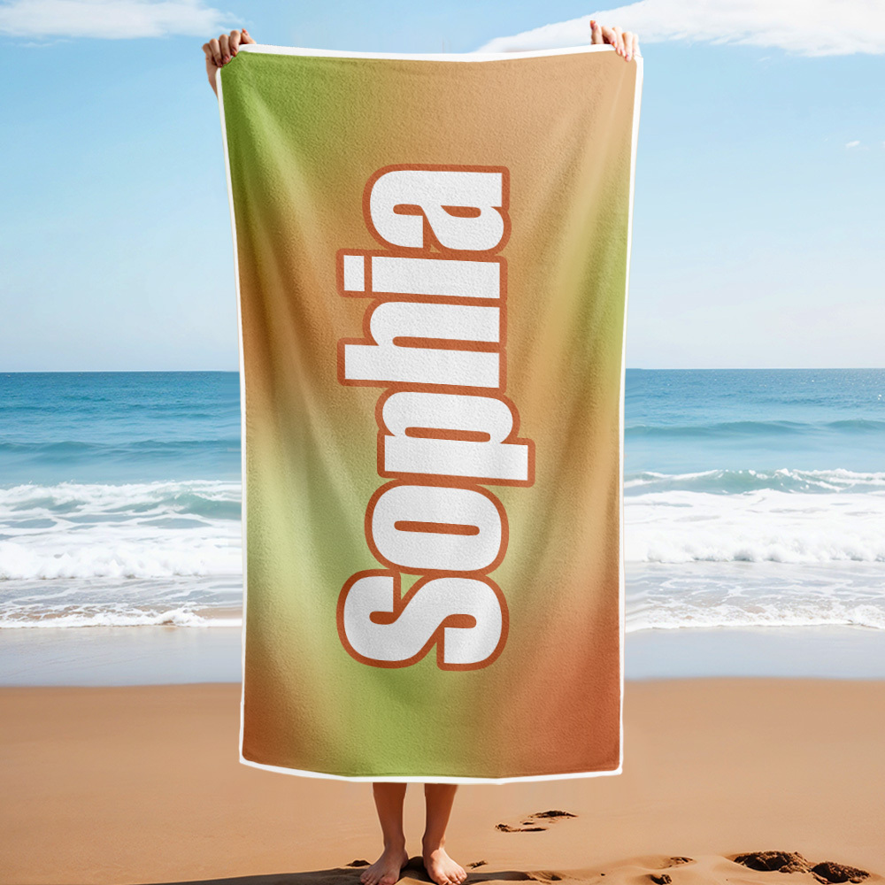 Benutzerdefiniertes Strandtuch Ombre Benutzerdefinierter Name Strandtuch Personalisiertes Geschenkhandtuch - dephotoblanket
