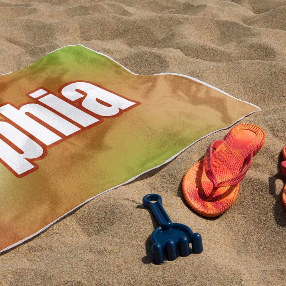 Benutzerdefiniertes Strandtuch Ombre Benutzerdefinierter Name Strandtuch Personalisiertes Geschenkhandtuch - dephotoblanket