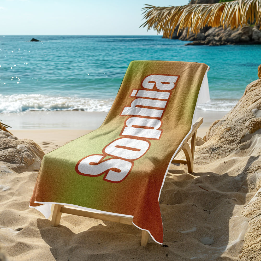 Benutzerdefiniertes Strandtuch Ombre Benutzerdefinierter Name Strandtuch Personalisiertes Geschenkhandtuch - dephotoblanket