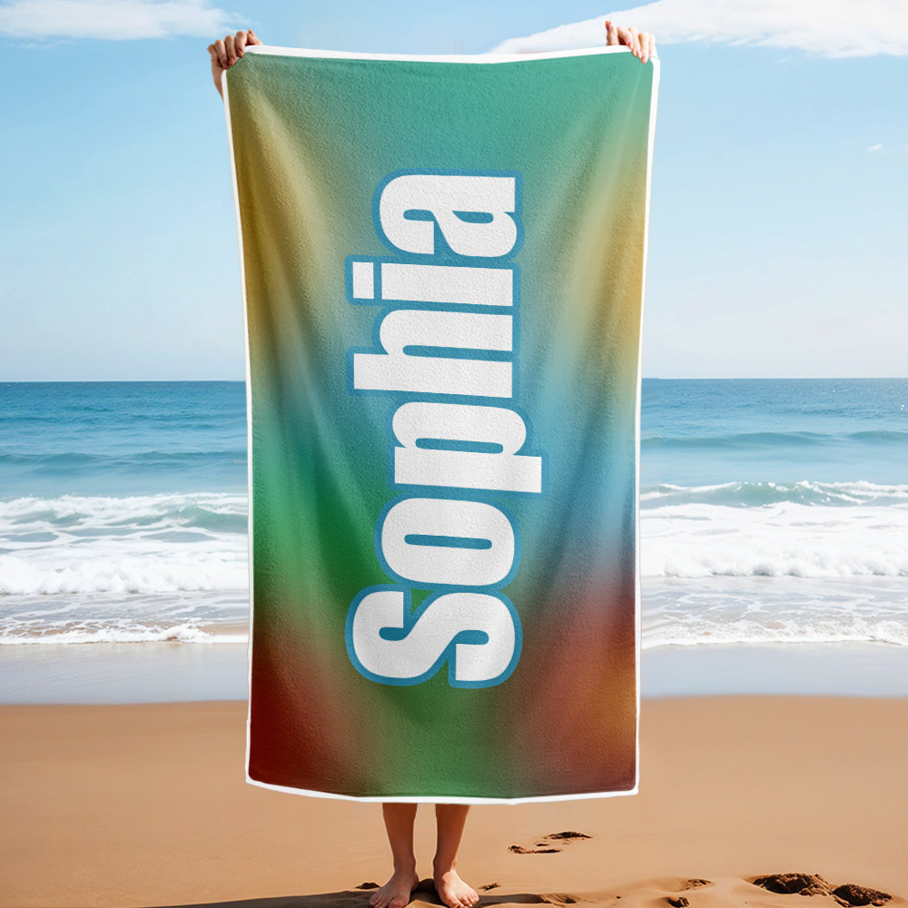 Benutzerdefiniertes Strandtuch Ombre Benutzerdefinierter Name Strandtuch Personalisiertes Geschenkhandtuch - dephotoblanket