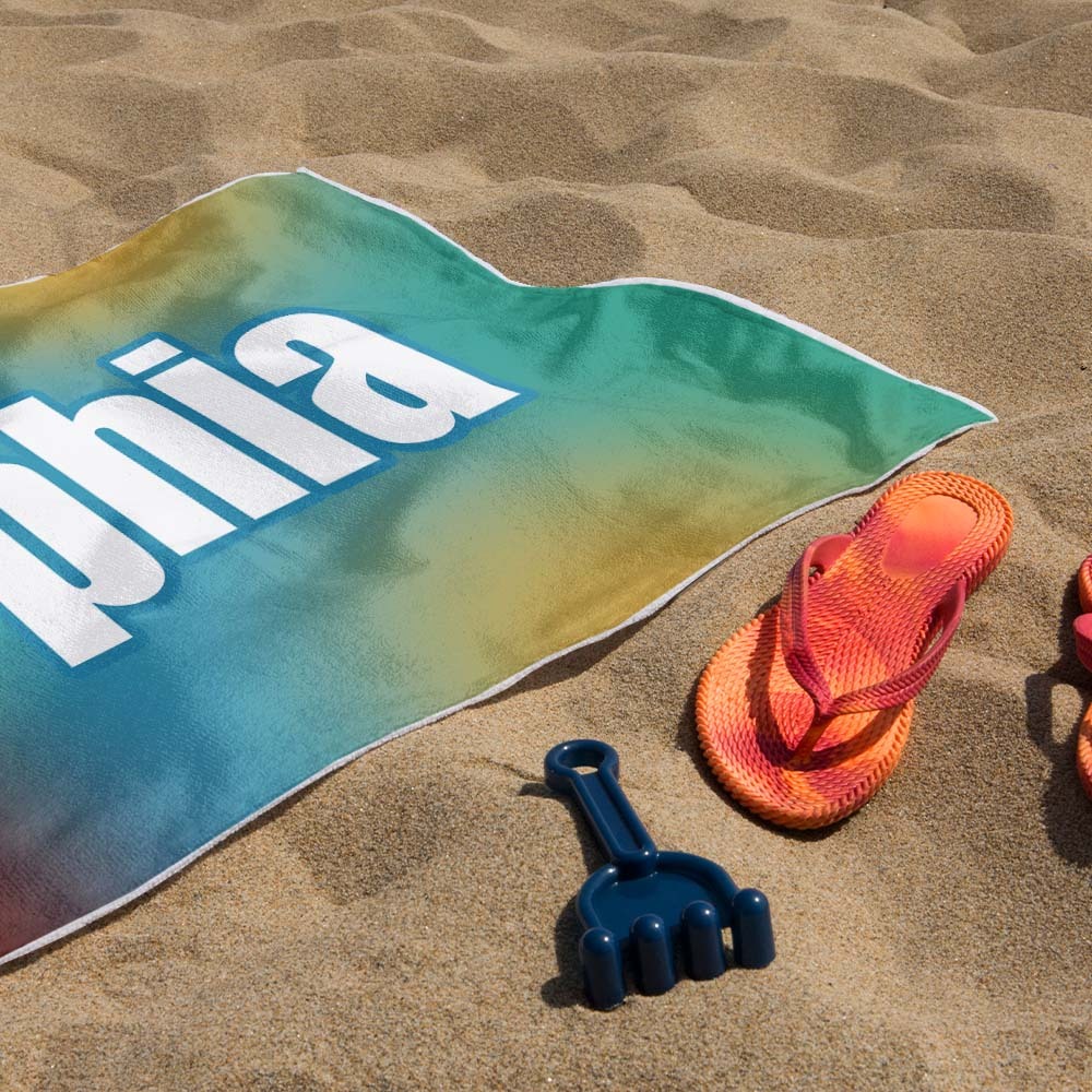 Benutzerdefiniertes Strandtuch Ombre Benutzerdefinierter Name Strandtuch Personalisiertes Geschenkhandtuch - dephotoblanket