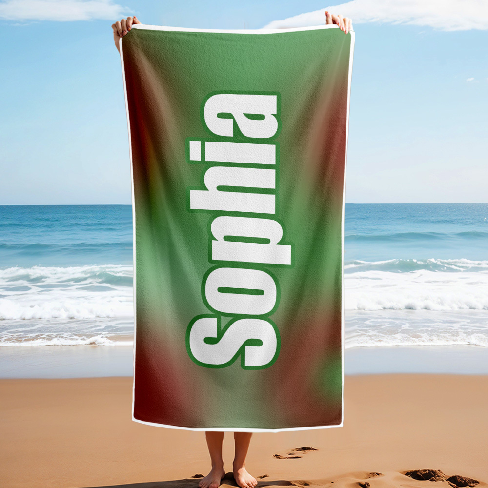 Benutzerdefiniertes Strandtuch Ombre Benutzerdefinierter Name Strandtuch Personalisiertes Geschenkhandtuch - dephotoblanket