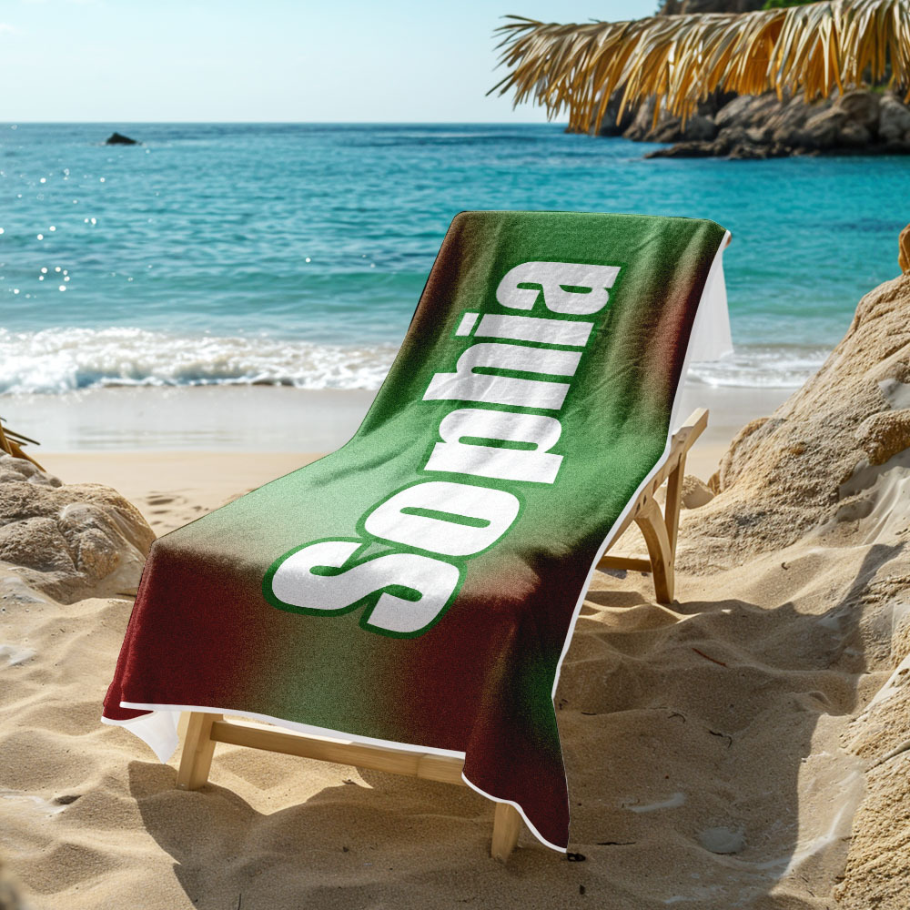 Benutzerdefiniertes Strandtuch Ombre Benutzerdefinierter Name Strandtuch Personalisiertes Geschenkhandtuch - dephotoblanket