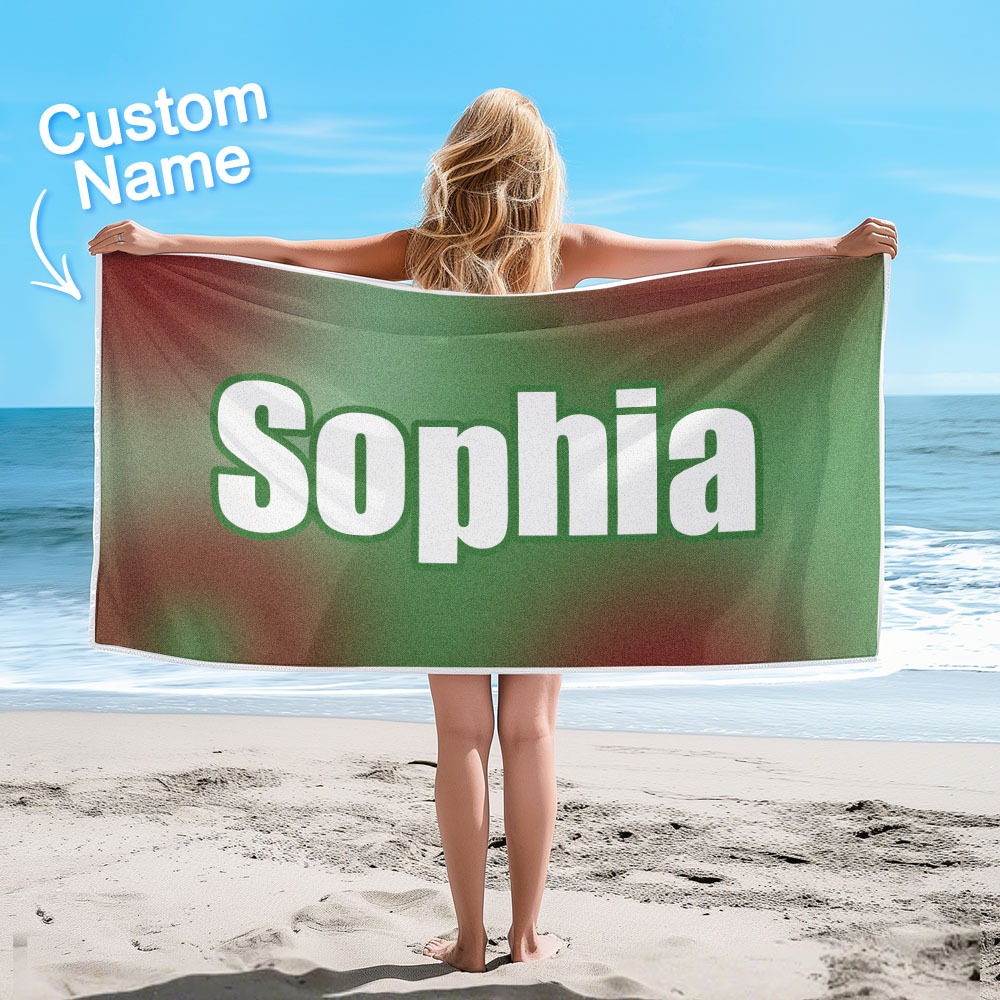 Benutzerdefiniertes Strandtuch Ombre Benutzerdefinierter Name Strandtuch Personalisiertes Geschenkhandtuch - dephotoblanket