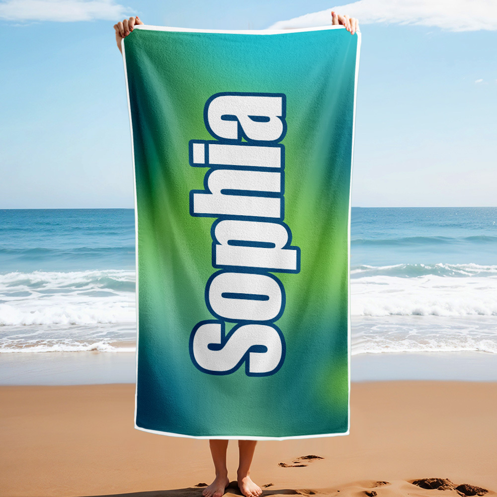 Benutzerdefiniertes Strandtuch Ombre Benutzerdefinierter Name Strandtuch Personalisiertes Geschenkhandtuch - dephotoblanket