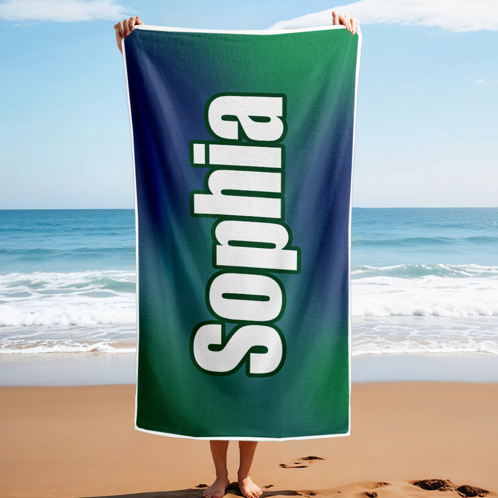 Benutzerdefiniertes Strandtuch Ombre Benutzerdefinierter Name Strandtuch Personalisiertes Geschenkhandtuch - dephotoblanket