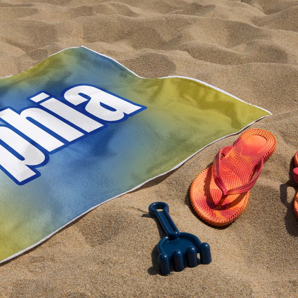 Benutzerdefiniertes Strandtuch Ombre Benutzerdefinierter Name Strandtuch Personalisiertes Geschenkhandtuch - dephotoblanket