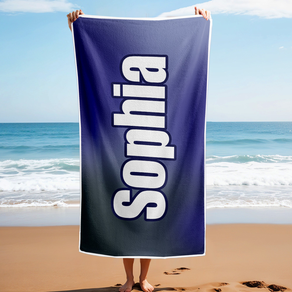 Benutzerdefiniertes Strandtuch Ombre Benutzerdefinierter Name Strandtuch Personalisiertes Geschenkhandtuch - dephotoblanket