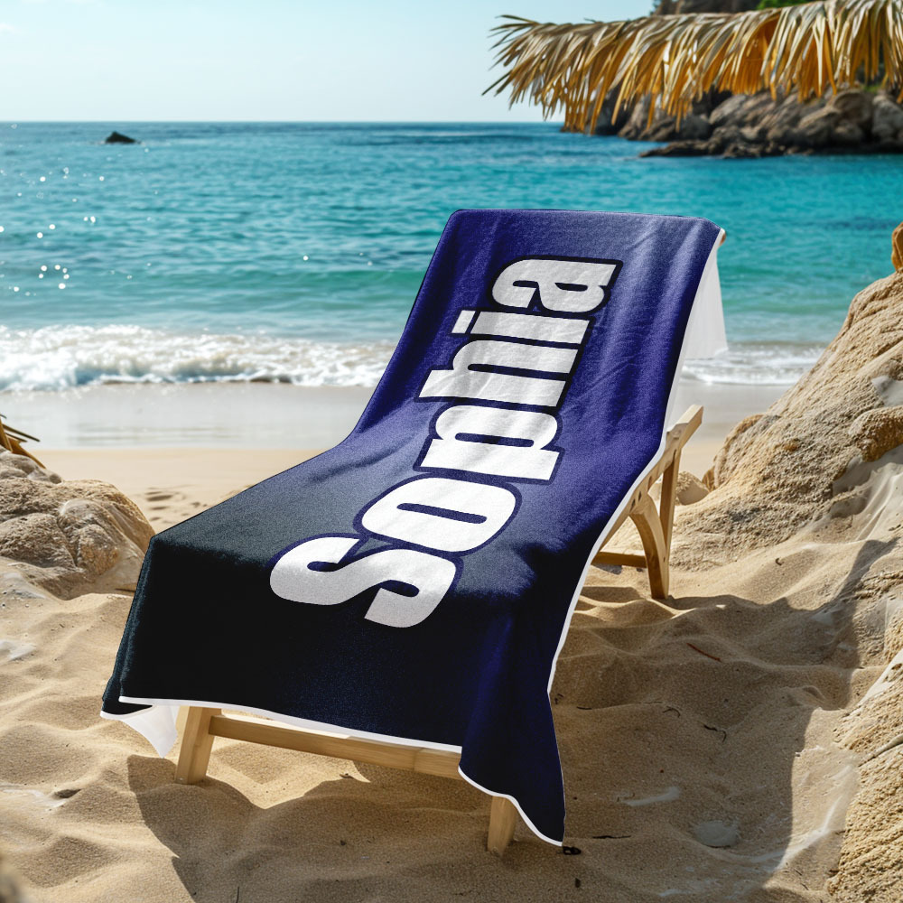 Benutzerdefiniertes Strandtuch Ombre Benutzerdefinierter Name Strandtuch Personalisiertes Geschenkhandtuch - dephotoblanket