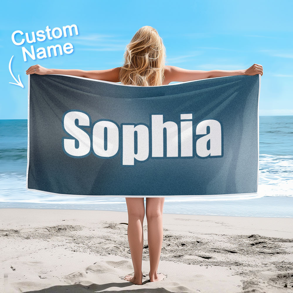 Benutzerdefiniertes Strandtuch Ombre Benutzerdefinierter Name Strandtuch Personalisiertes Geschenkhandtuch - dephotoblanket