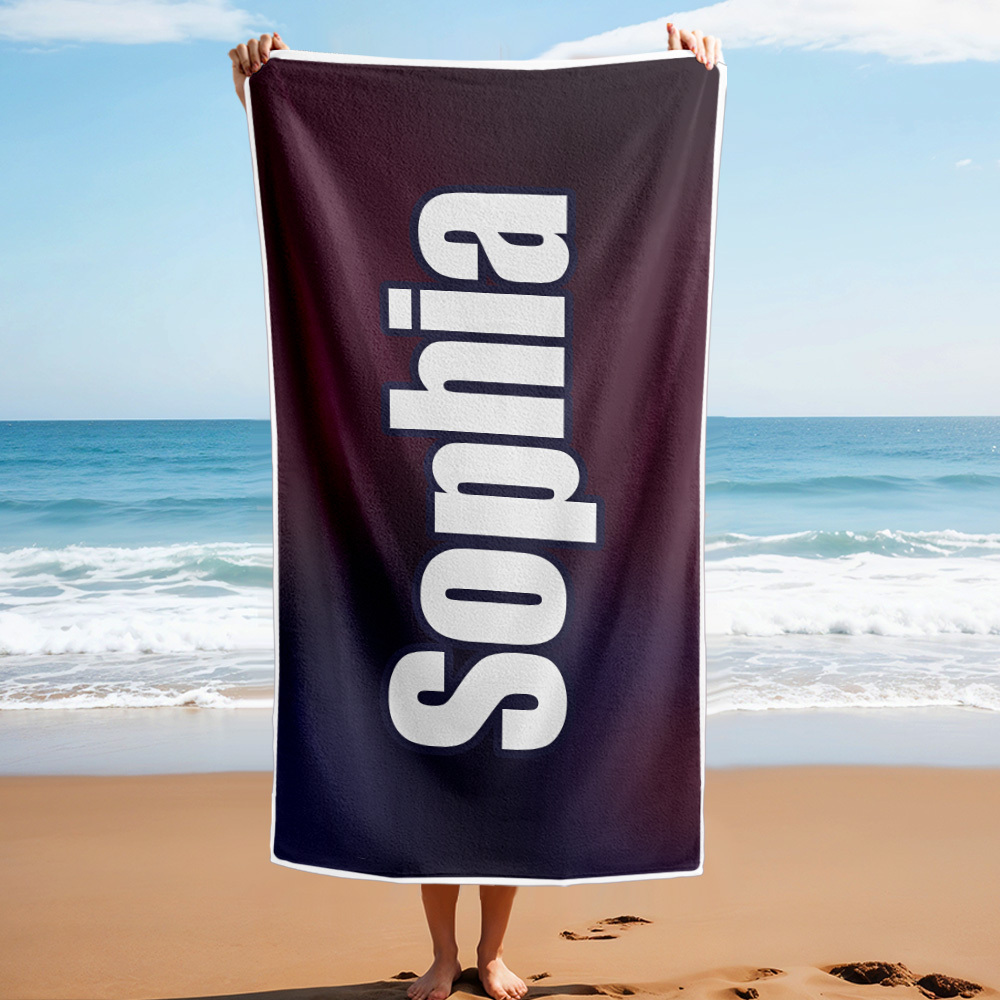 Benutzerdefiniertes Strandtuch Ombre Benutzerdefinierter Name Strandtuch Personalisiertes Geschenkhandtuch - dephotoblanket