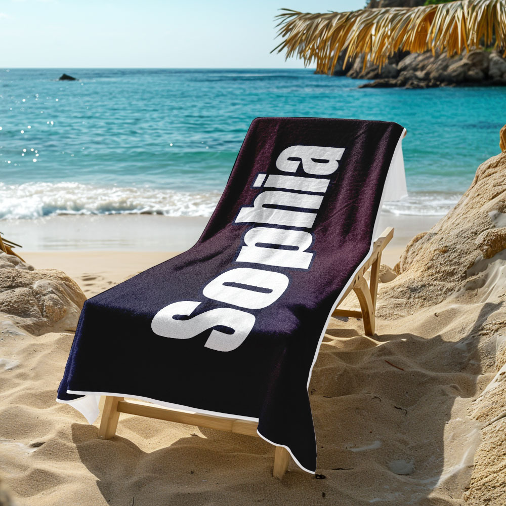 Benutzerdefiniertes Strandtuch Ombre Benutzerdefinierter Name Strandtuch Personalisiertes Geschenkhandtuch - dephotoblanket