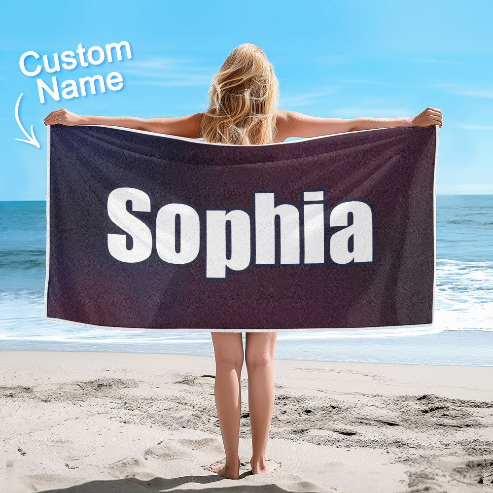 Benutzerdefiniertes Strandtuch Ombre Benutzerdefinierter Name Strandtuch Personalisiertes Geschenkhandtuch - dephotoblanket