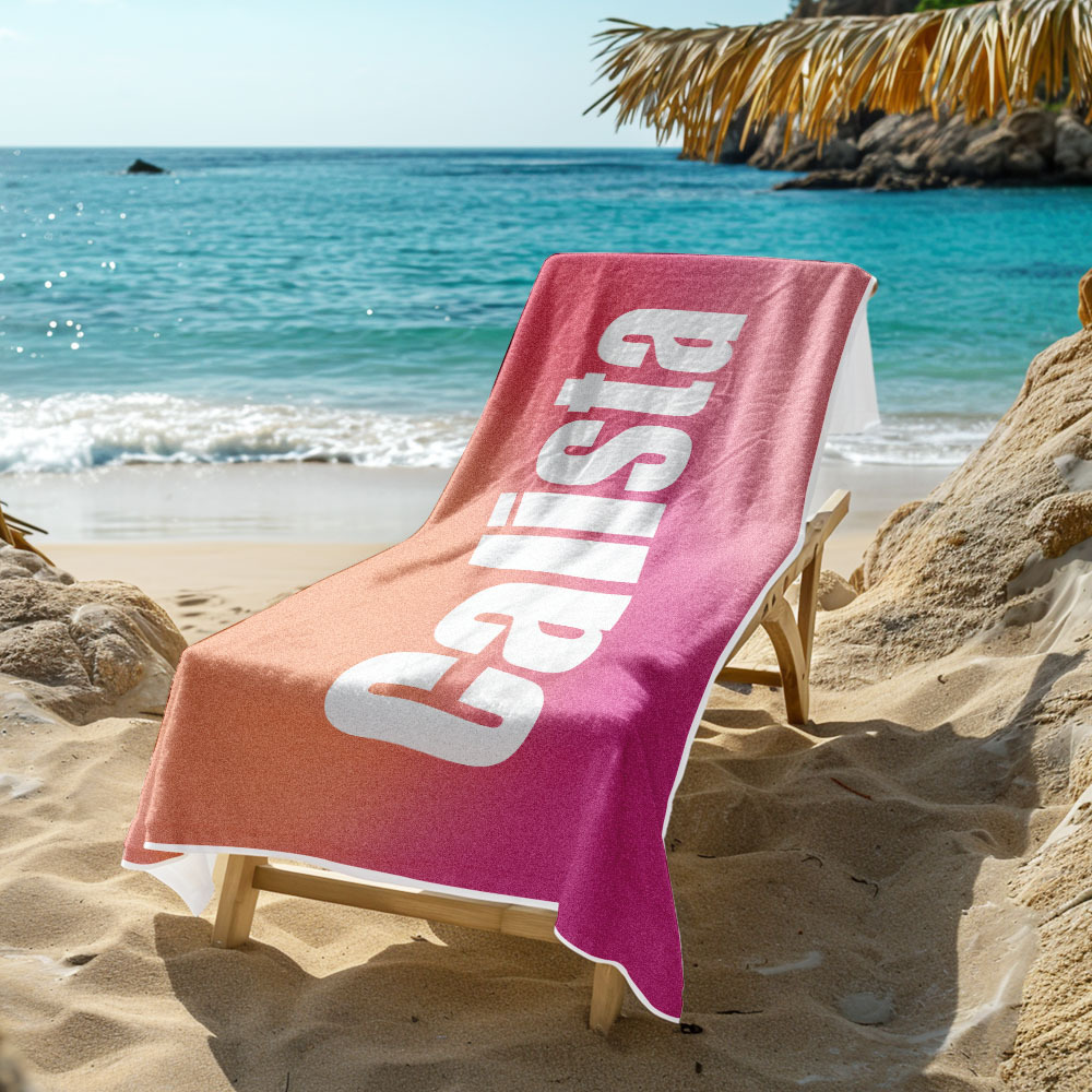 Benutzerdefiniertes Strandtuch Mit Namen Ombre Mehrfarbiges Strandtuch Personalisiertes Pooltuch Urlaubsgeschenk Mädchenreisegeschenk - dephotoblanket