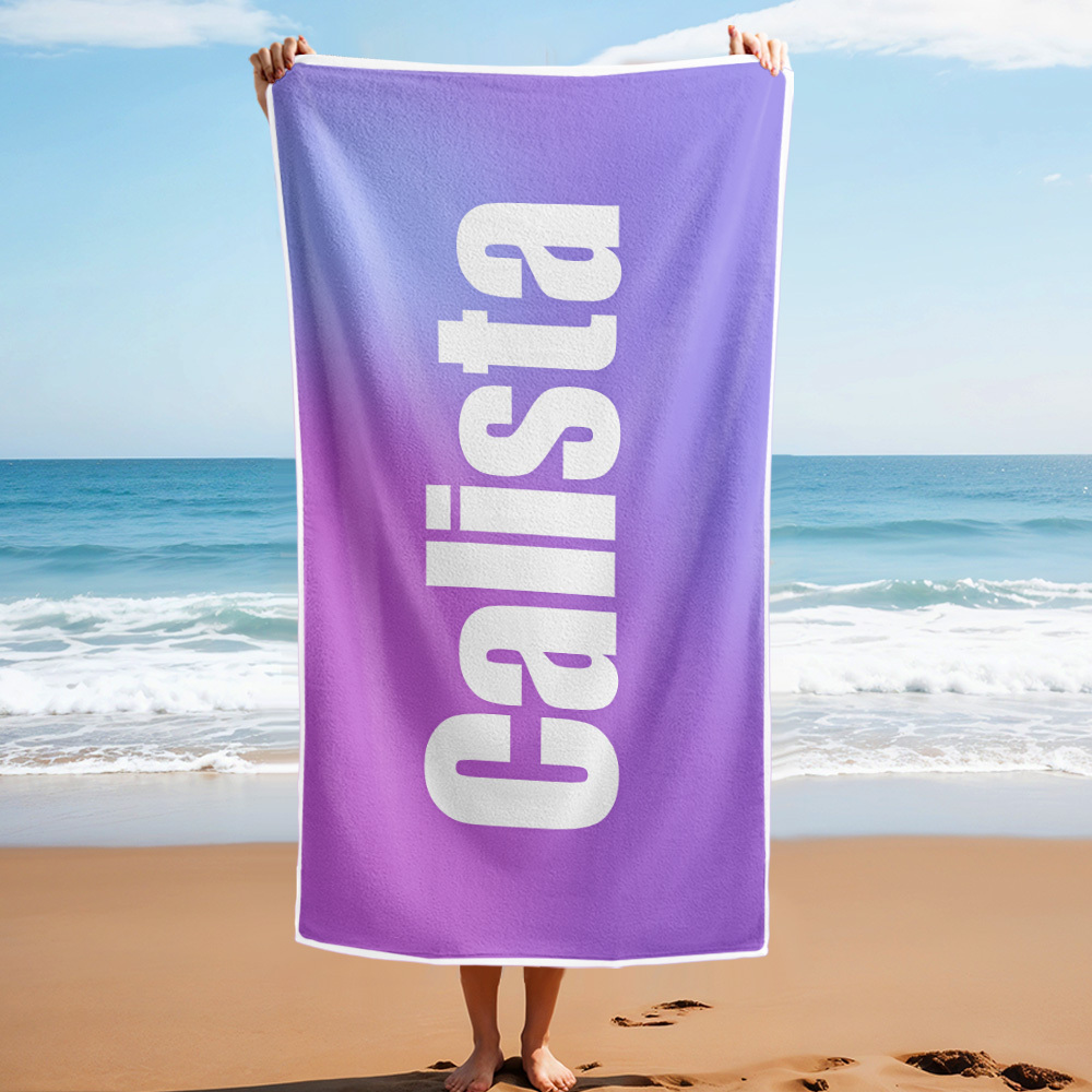 Benutzerdefiniertes Strandtuch Mit Namen Ombre Mehrfarbiges Strandtuch Personalisiertes Pooltuch Urlaubsgeschenk Mädchenreisegeschenk - dephotoblanket
