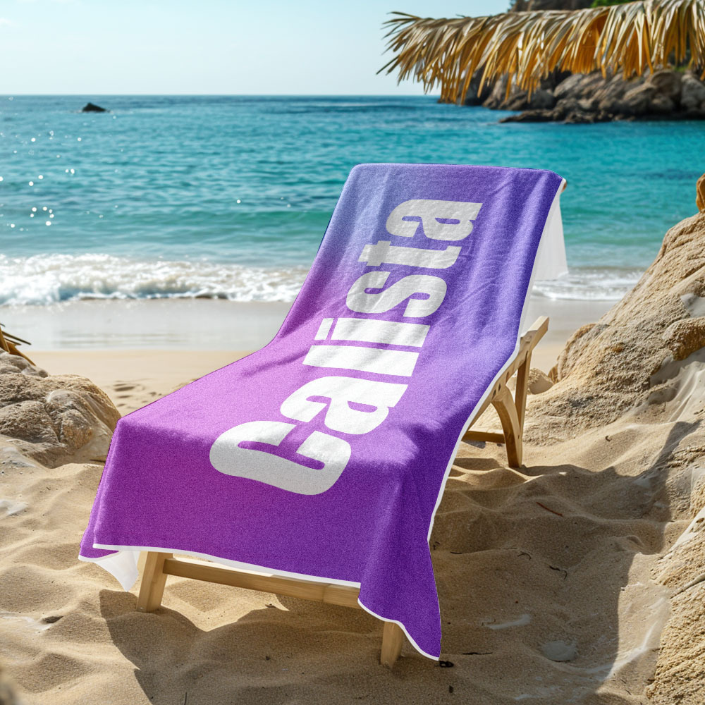 Benutzerdefiniertes Strandtuch Mit Namen Ombre Mehrfarbiges Strandtuch Personalisiertes Pooltuch Urlaubsgeschenk Mädchenreisegeschenk - dephotoblanket