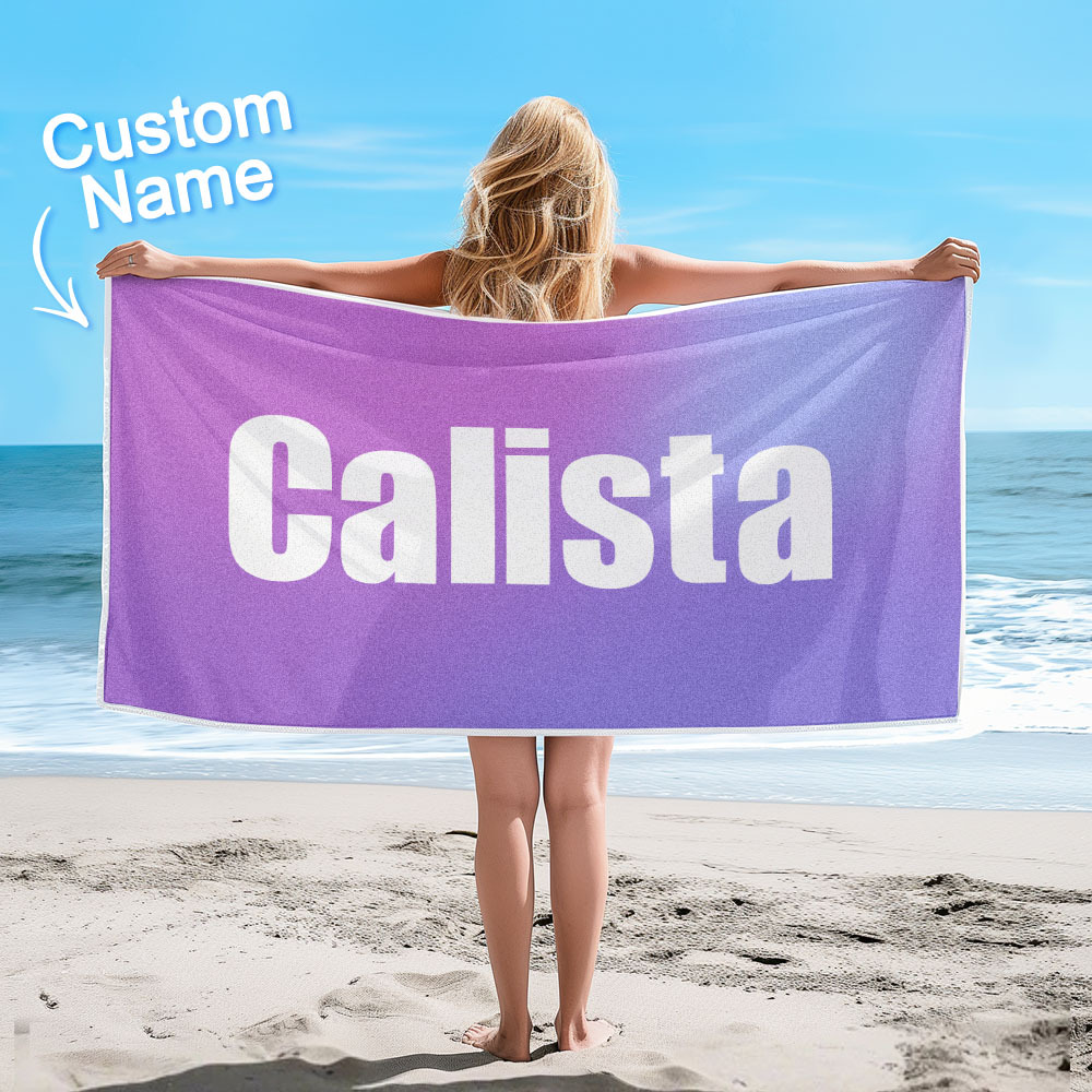 Benutzerdefiniertes Strandtuch Mit Namen Ombre Mehrfarbiges Strandtuch Personalisiertes Pooltuch Urlaubsgeschenk Mädchenreisegeschenk - dephotoblanket