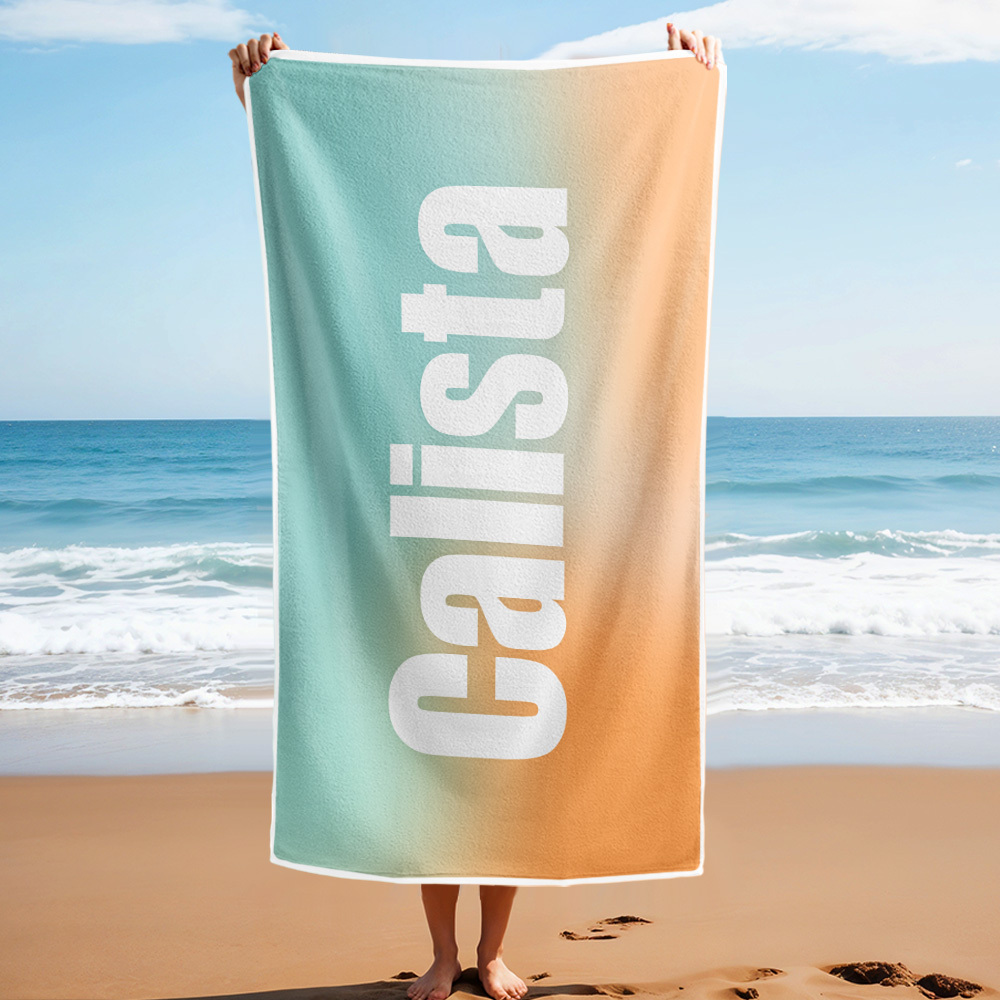 Benutzerdefiniertes Strandtuch Mit Namen Ombre Mehrfarbiges Strandtuch Personalisiertes Pooltuch Urlaubsgeschenk Mädchenreisegeschenk - dephotoblanket